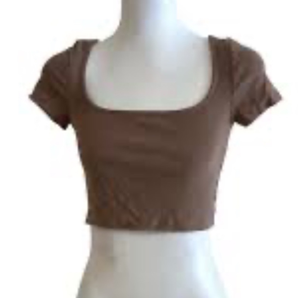 Vibe Coffee Brown Square Neck Top